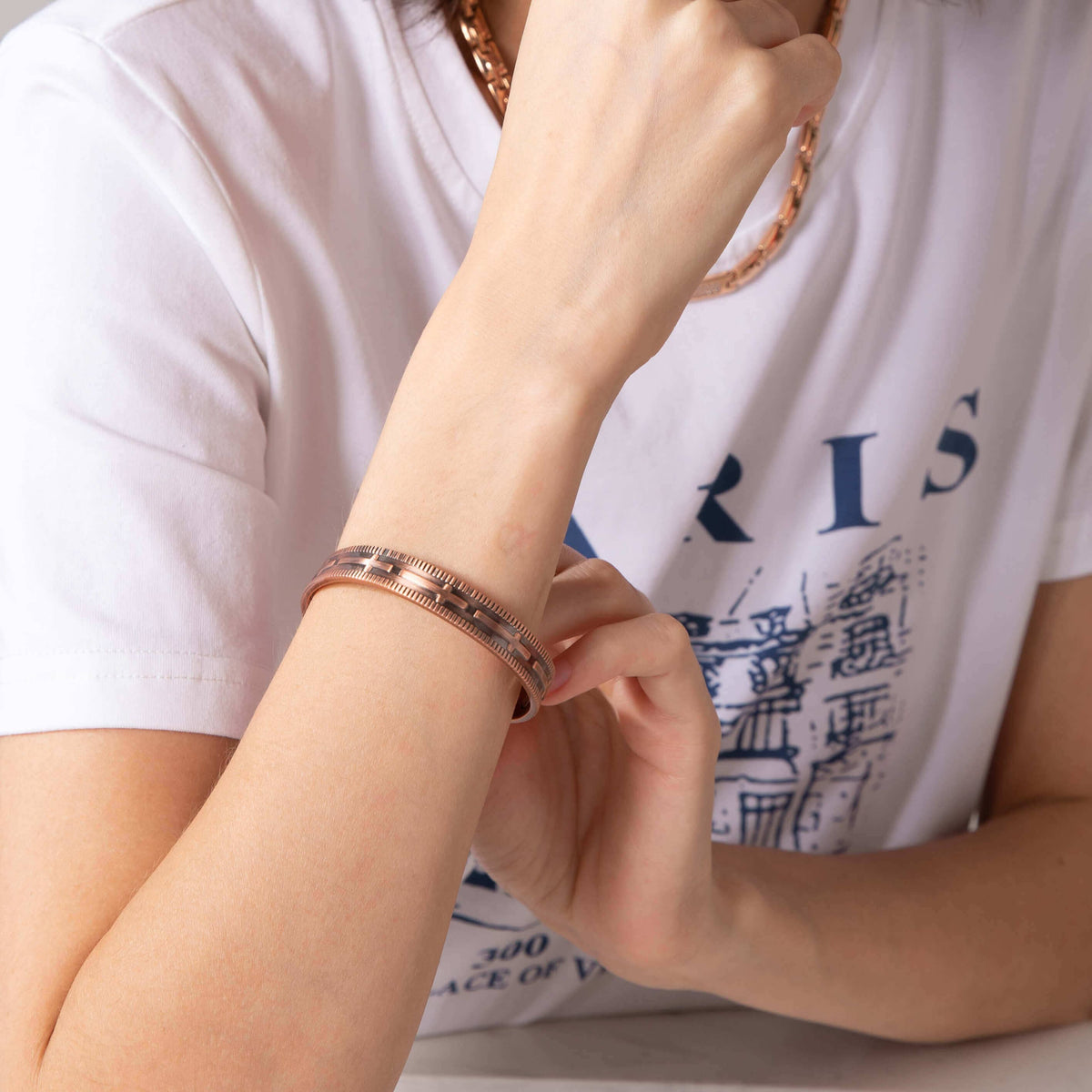 Cross Copper Bracelet with Magnets