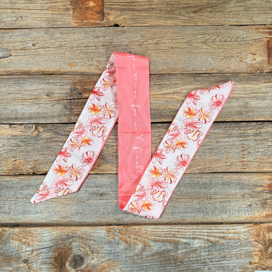 Hot Pink Floral Skinny Mini Wild Rag Scarf