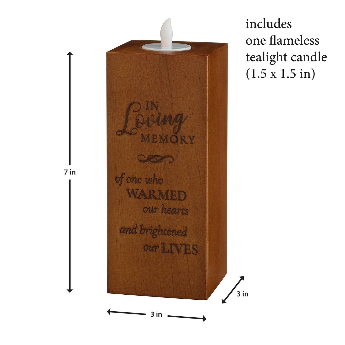 'In Loving Memory of the One' Wooden Memorial Tea Light Holder