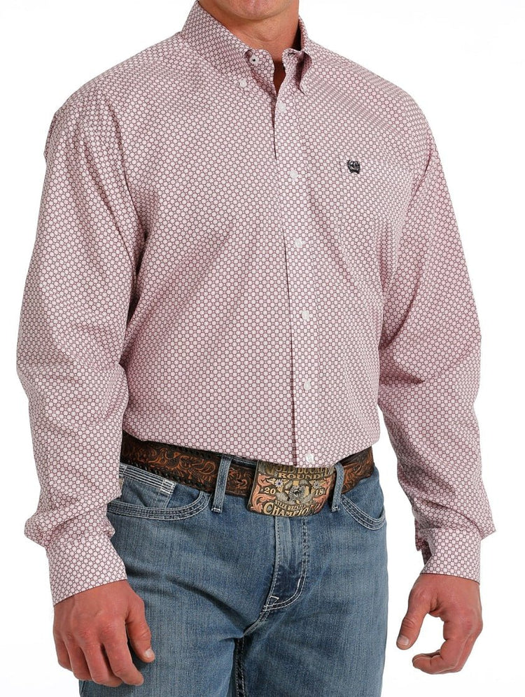 Men's Cinch Fuschia Pattern Long Sleeve Button-Down Western Shirt