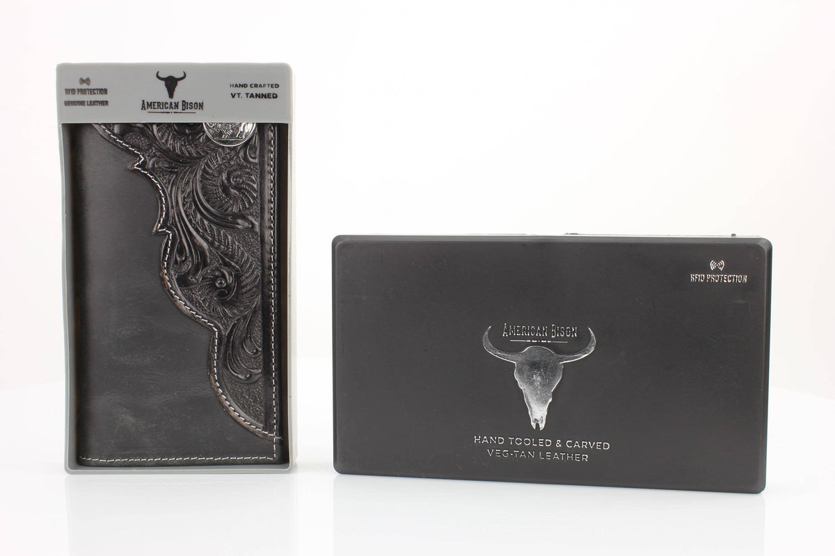 Oiled Pull-Up Tooled Side Buffalo Nickel Rodeo Wallet