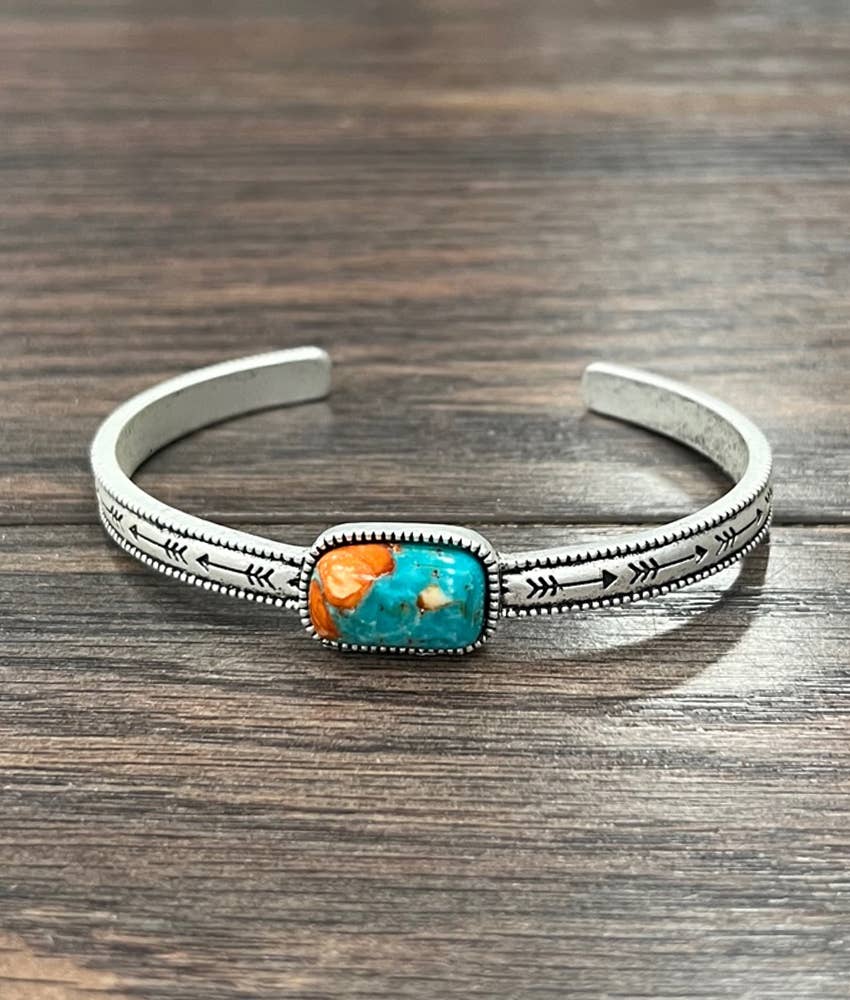 Rectangle Gemstone Cuff Bracelet