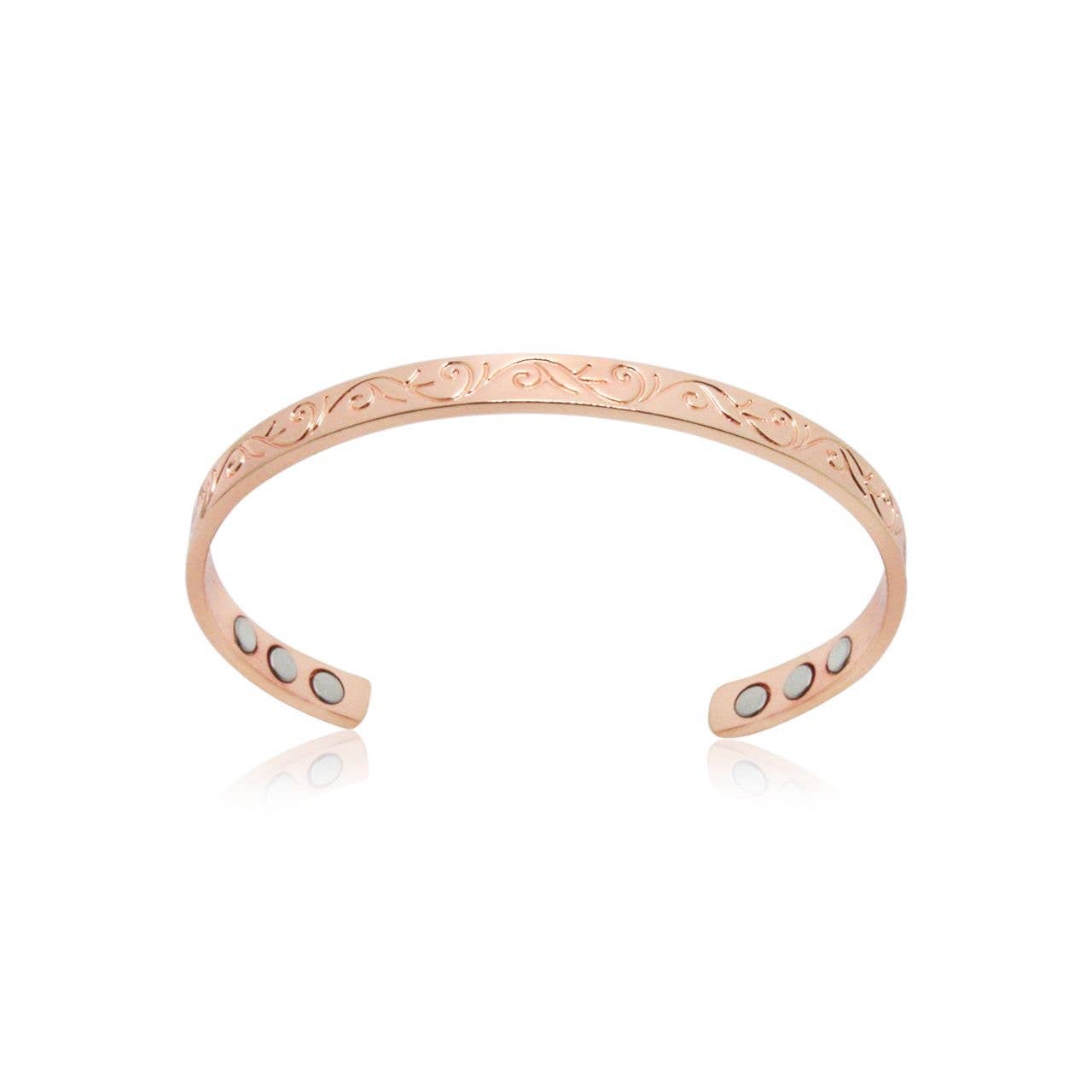 Daisy Flower Embossed Tiny Copper Bracelet