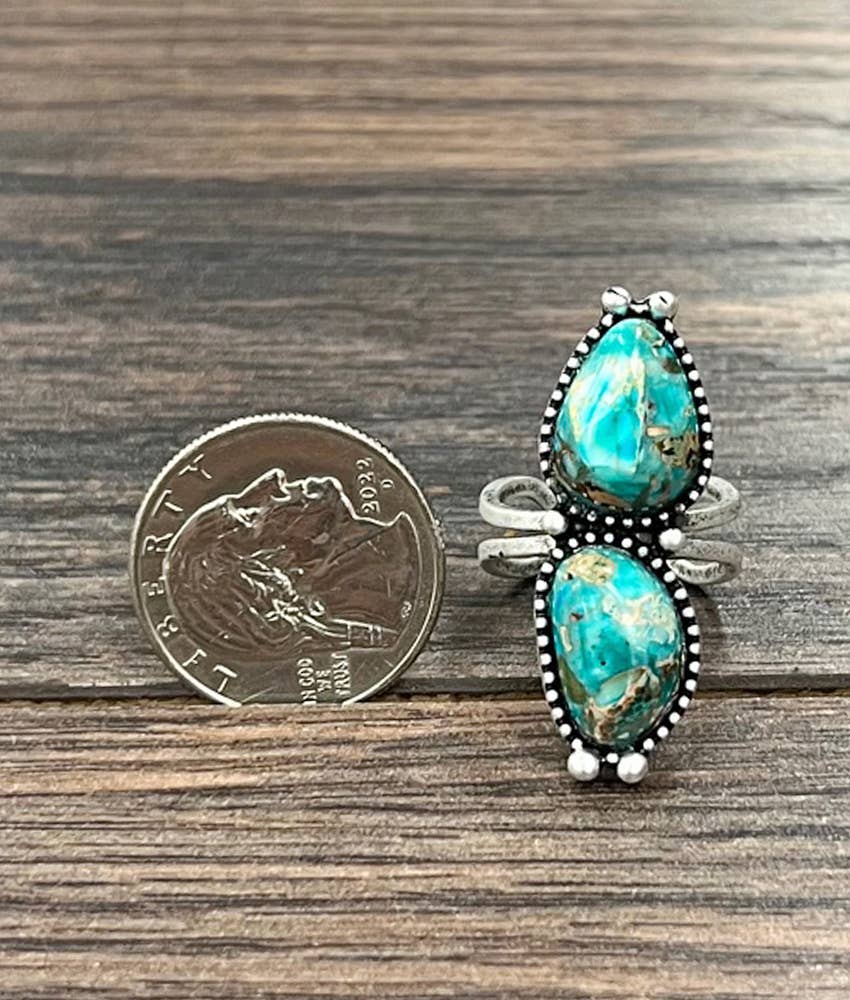 1.5" Western Gemstone Adjustable Ring