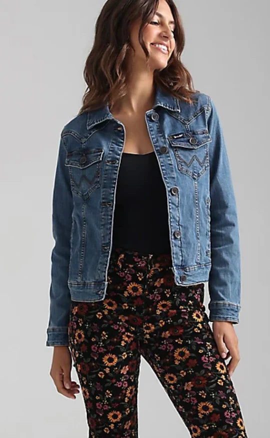 LADIES WRANGLER EYE CANDY SASSY LADY WESTERN DENIM JACKET DOUBLE BREASTED xS 34