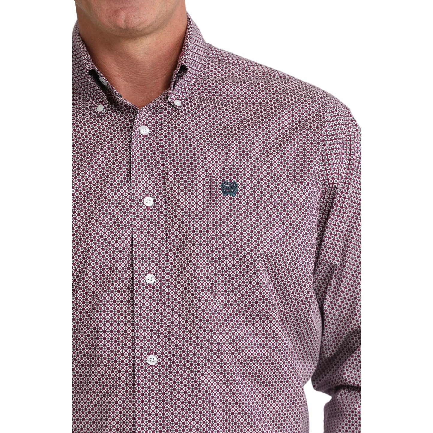 Men's Cinch Long Sleeve Purple Printed Button Down Shirt
