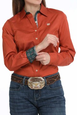 Women's Cinch Stripe Button-Down Western Long Sleeve - Copper