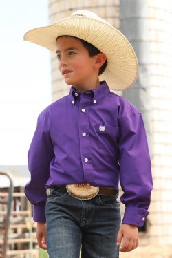 Boy's Cinch Solid Button-Down Western Shirt