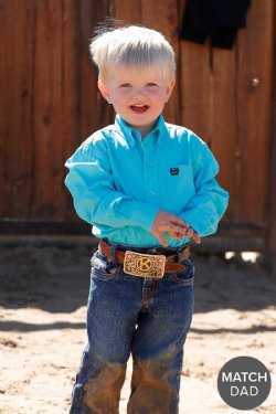 Boy's Cinch Toddler Solid Button-Down Western Shirt - Turquoise