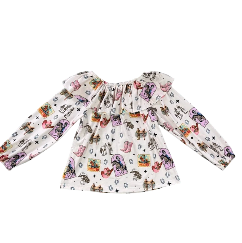 Girl's Shea Baby Pink Vintage Cowgirl L/S Shirt