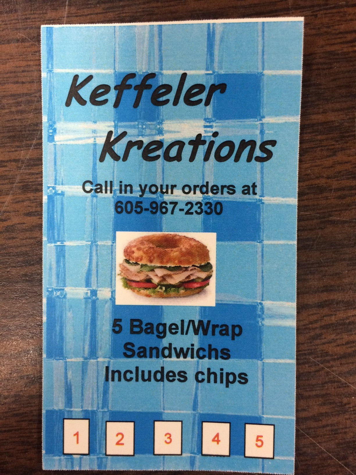 Food: Sandwich Punch Card - Keffeler Kreations | HilltopBoutique.com - 2