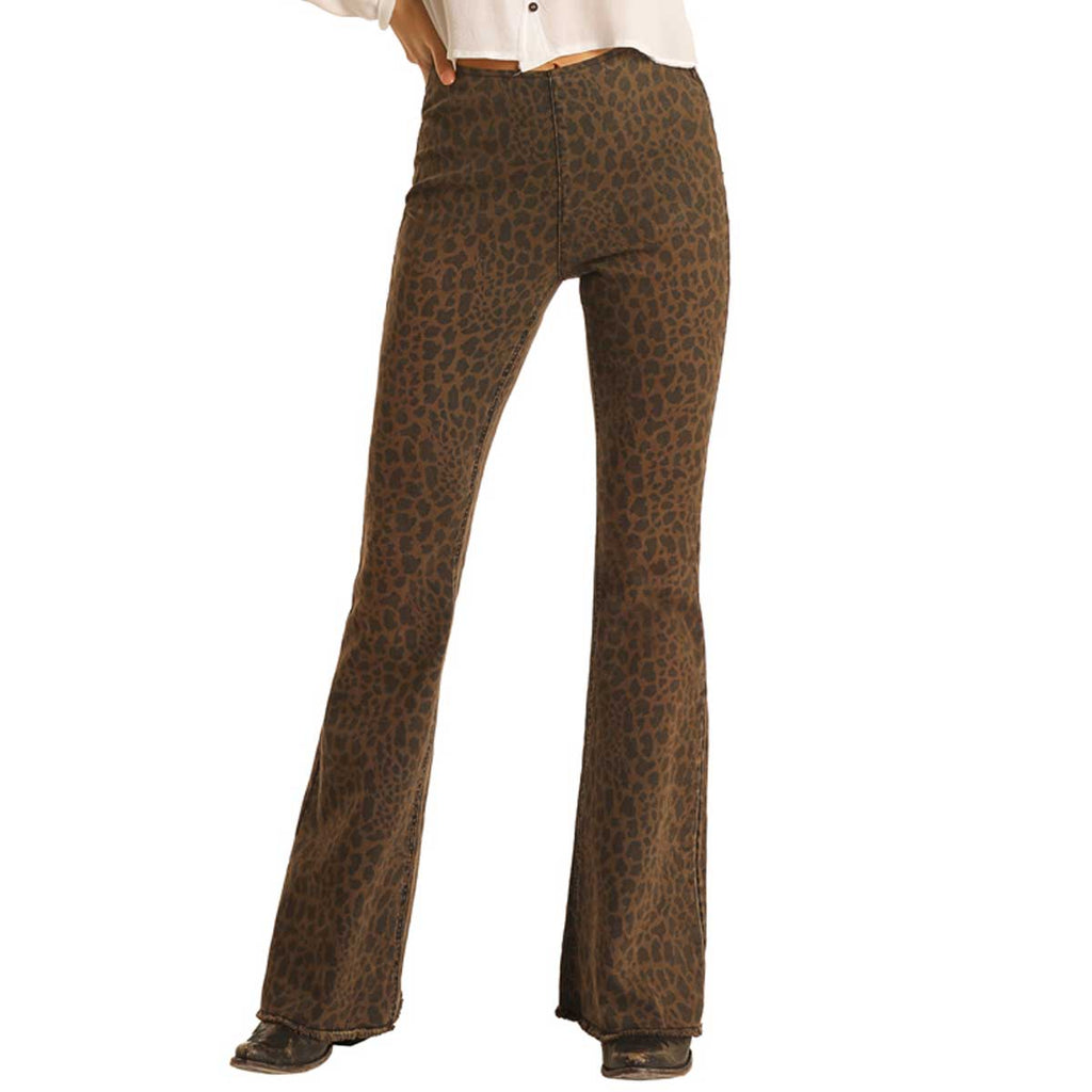 Women's Rock & Roll Cowgirl Pull On Flare Jeans - Brown