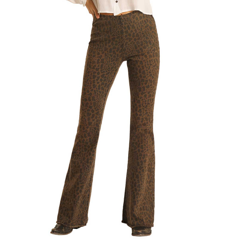 Women's Rock & Roll Cowgirl Pull On Flare Jeans - Brown