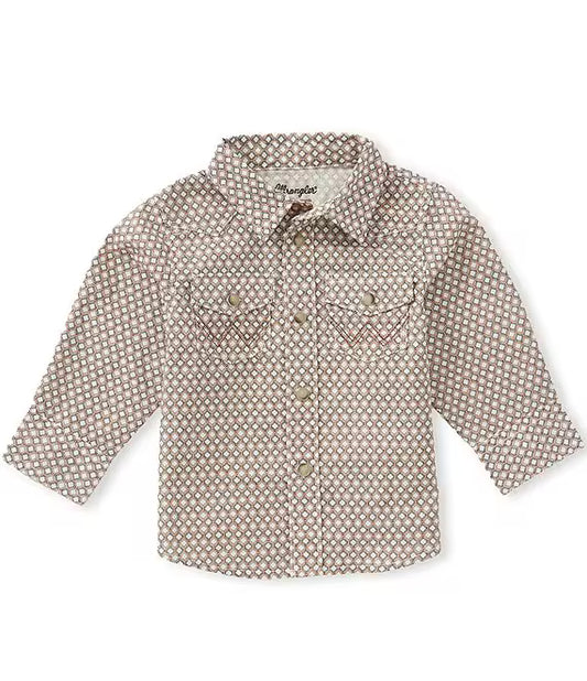 Boy's Wrangler Long Sleeve Snap Shirt - Brown