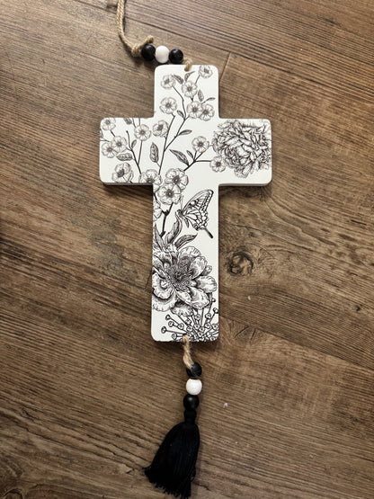 Black & White Wood Cross