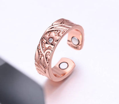 Copper Flower Magnet Ring