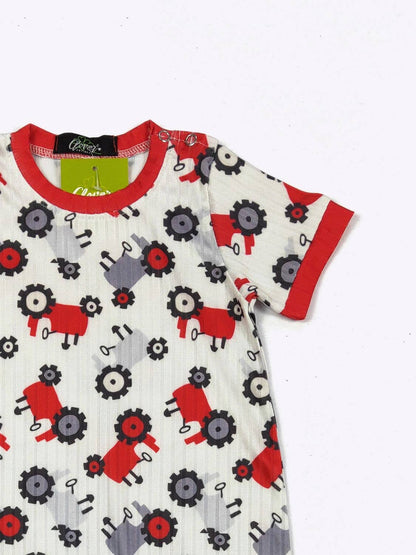 Boy's Grey Tractor Romper