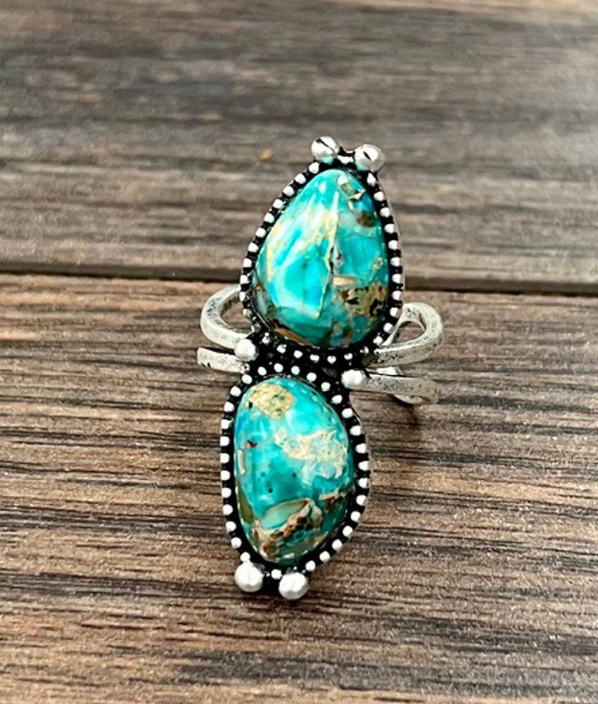 1.5" Western Gemstone Adjustable Ring