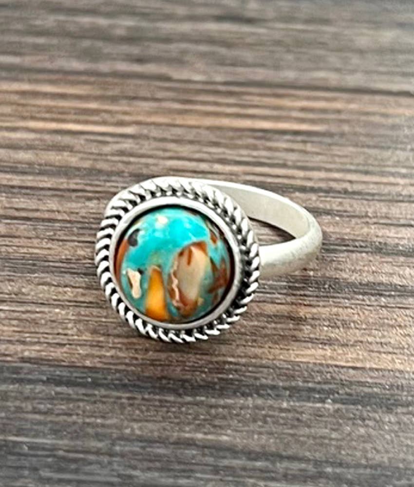 10mm Round Gemstone Adjustable Ring