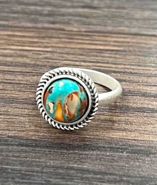10mm Round Gemstone Adjustable Ring