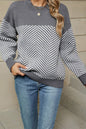 Women's Colorblock Knitting Sweater - Gray