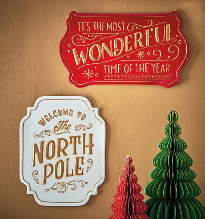 Christmas Wall Art Red Multi Sheet Metal Sign