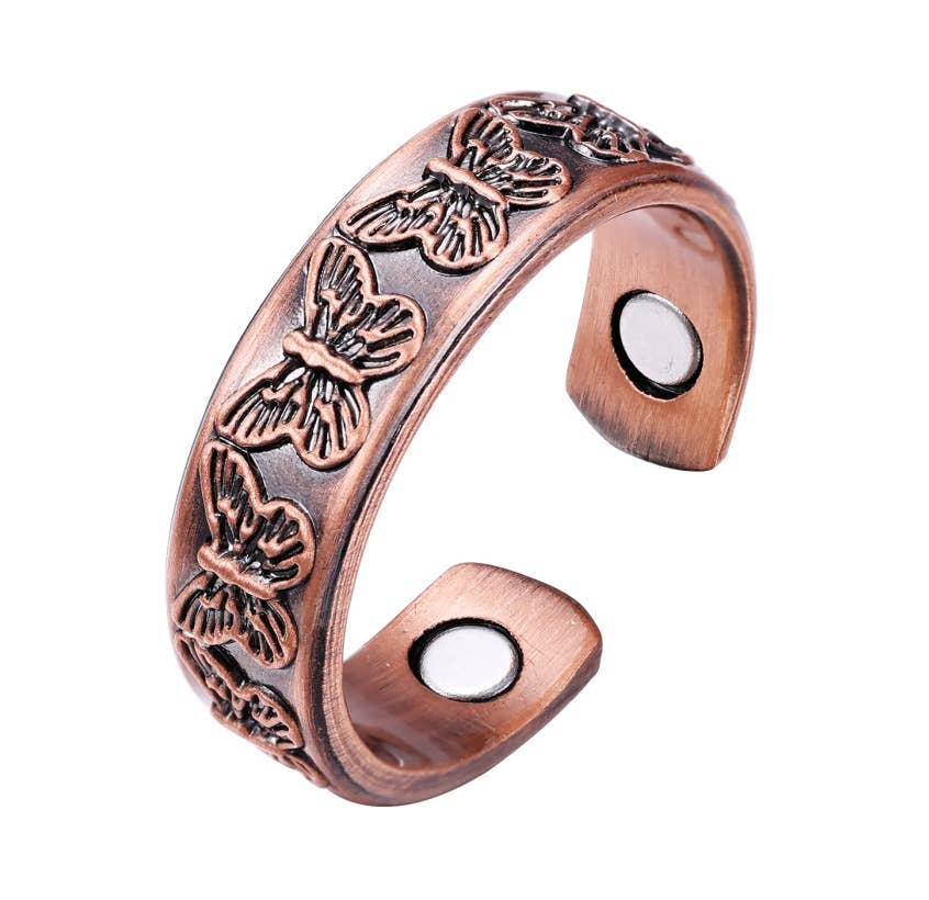 Butterfly Embossed Adjustable Ring with magnets