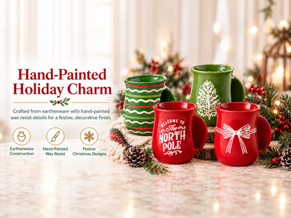 Christmas Handwarmer Mug - Red Earthenware