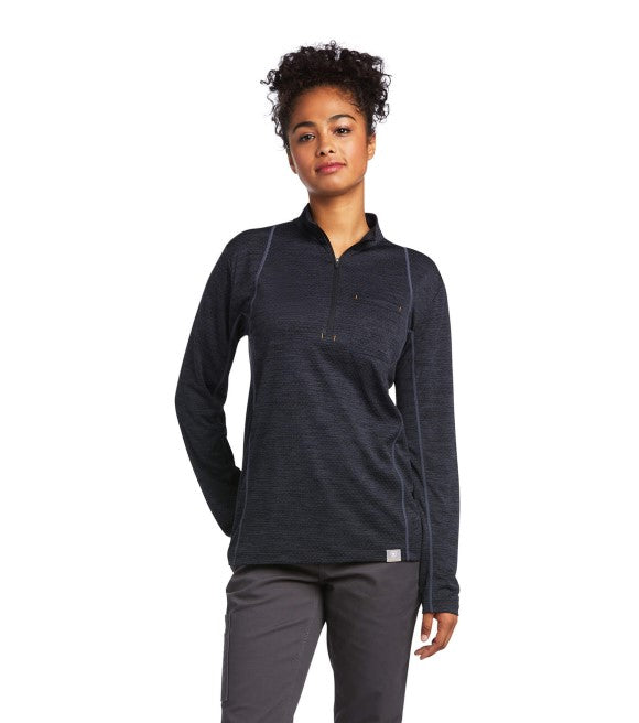 Women's Ariat Black Rebar Revolt 1/2 Zip Long Sleeve Pullover