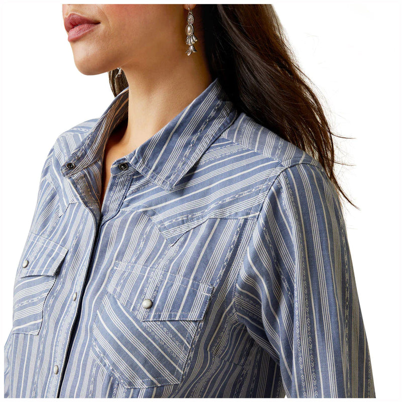 Women's Ariat Windward Long Sleeve Western Snap Shirt - Windward Dobby Stripe