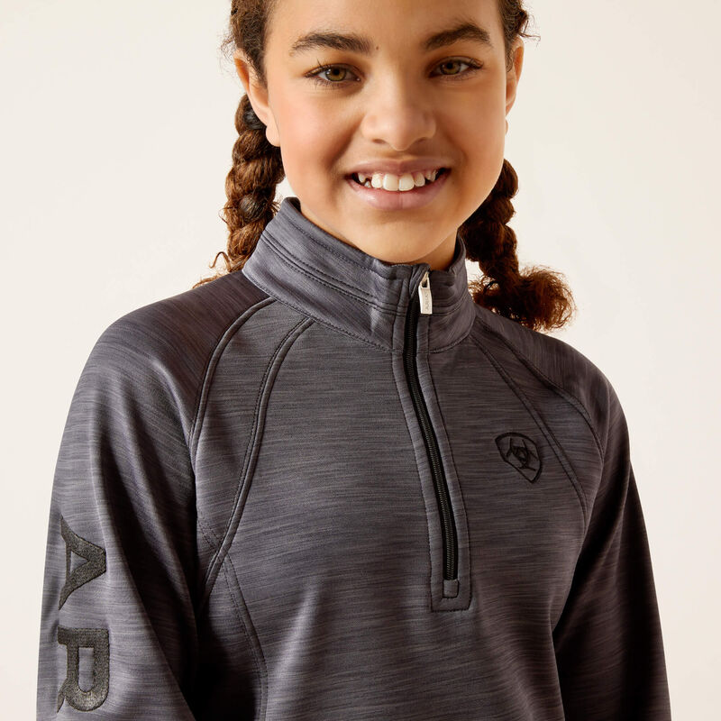 Girl's Ariat TEK Team 1/2 Zip Sweatshirt - Ebony Grey
