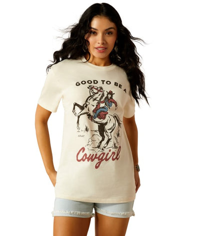 Women's Ariat Off White Good To Bee A Cowgirl Graphic T-Shirt,