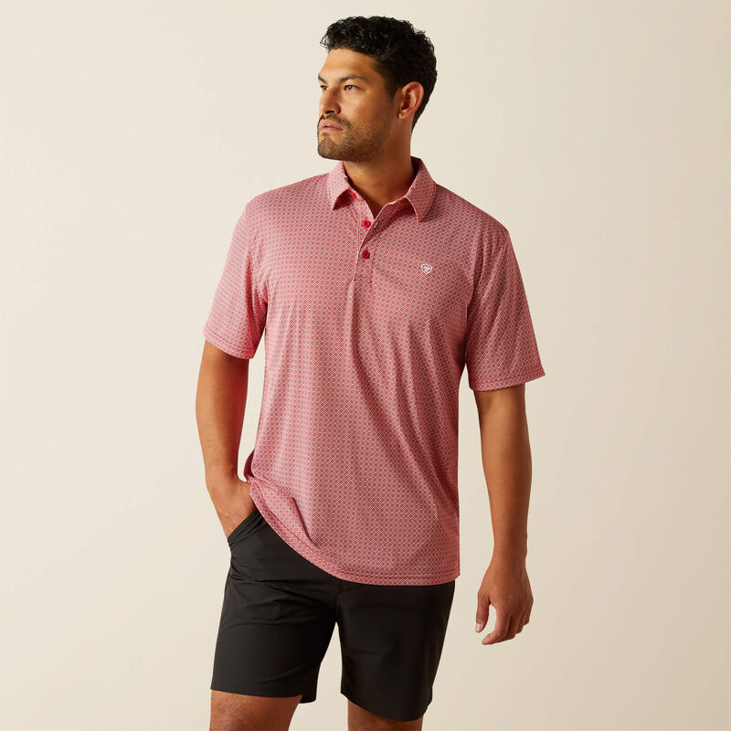 Men's Ariat All Over Print Polo - Scooter Red