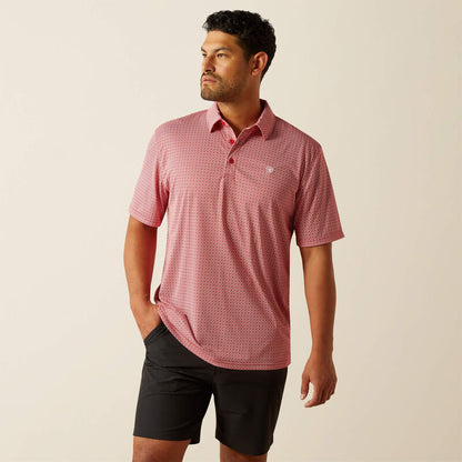 Men's Ariat All Over Print Polo - Scooter Red