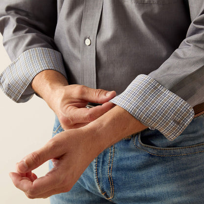 Men's Ariat Wrinkle Free Solid Classic Fit Shirt - Grey