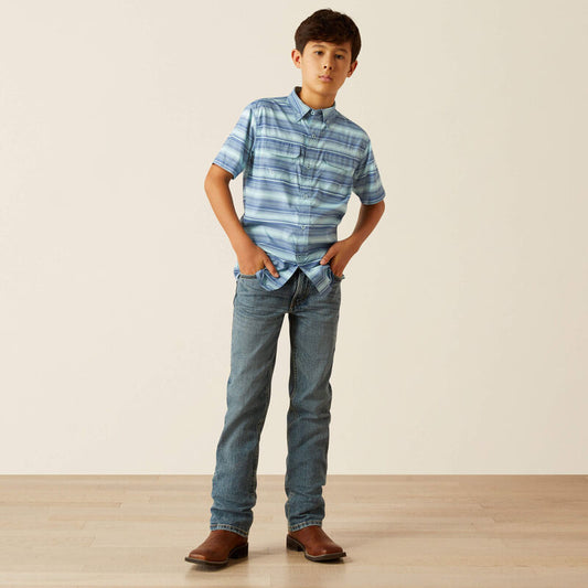 Boy's Ariat VentTEK Outbound Classic Fit Shirt - Blue Raven