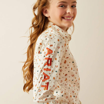 Girl's Ariat Team Kirby Shirt - Sienna Allover Print
