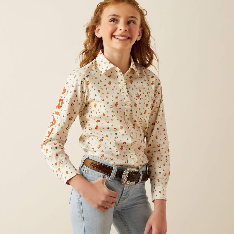 Girl's Ariat Team Kirby Shirt - Sienna Allover Print
