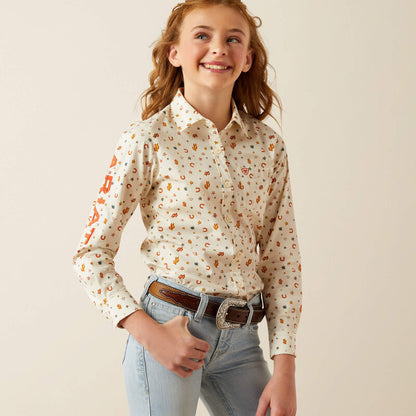 Girl's Ariat Team Kirby Shirt - Sienna Allover Print