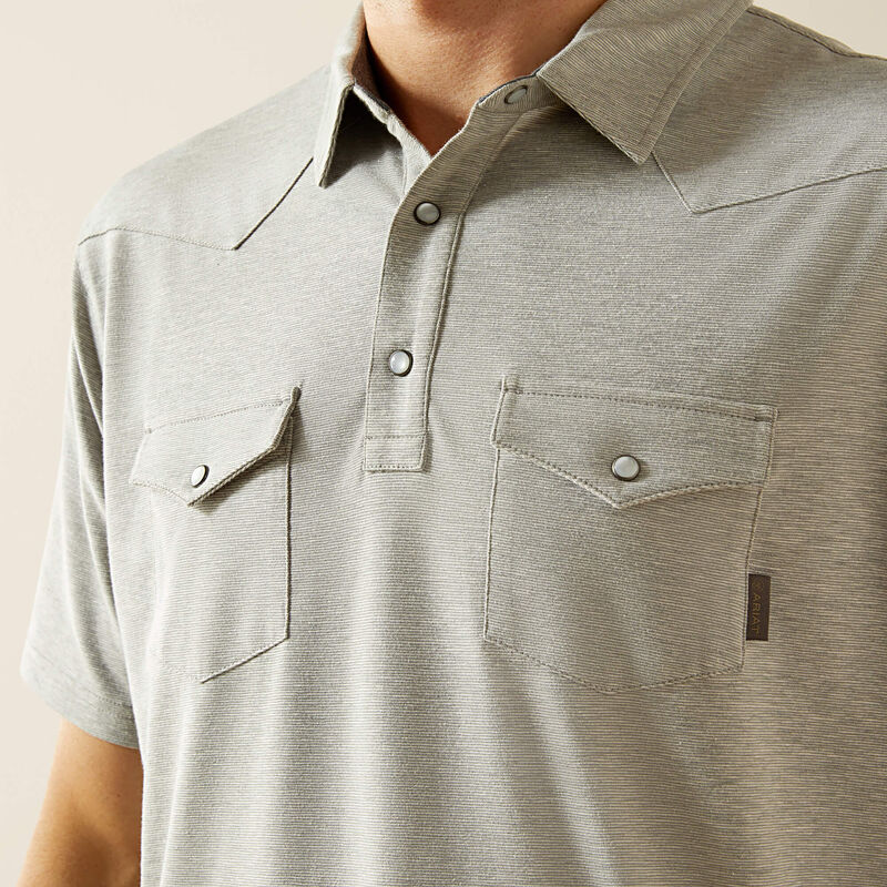 Men's Ariat Retro Western Snap Polo - Light Grey Heather