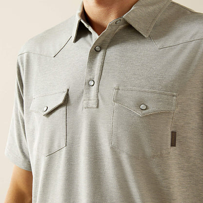 Men's Ariat Retro Western Snap Polo - Light Grey Heather