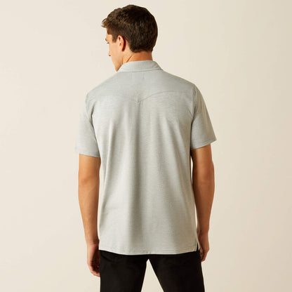 Men's Ariat Retro Western Snap Polo - Light Grey Heather