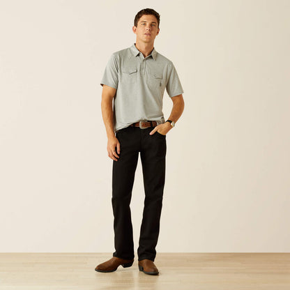 Men's Ariat Retro Western Snap Polo - Light Grey Heather