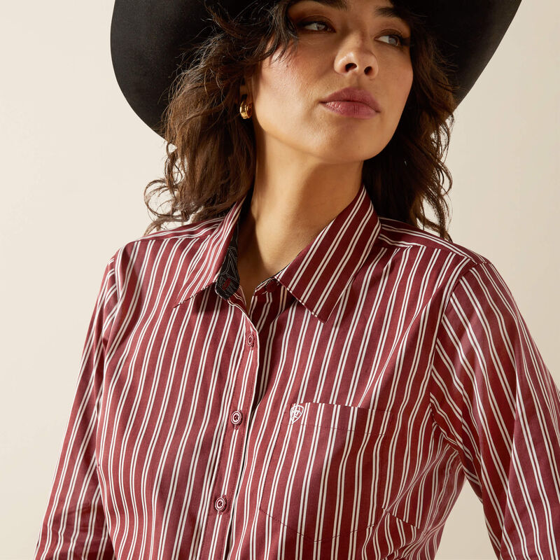 Women's Ariat Kirby Stretch Shirt - Cabernet Stripe