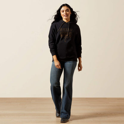 Women's Ariat Booted Logo Hoodie - Black