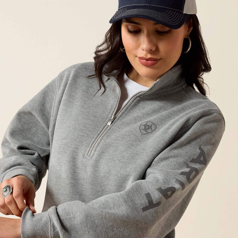 Women's Ariat 1/2 Zip Sweatshirt - Heather Grey