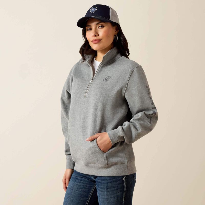 Women's Ariat 1/2 Zip Sweatshirt - Heather Grey