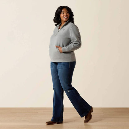 Women's Ariat 1/2 Zip Sweatshirt - Heather Grey