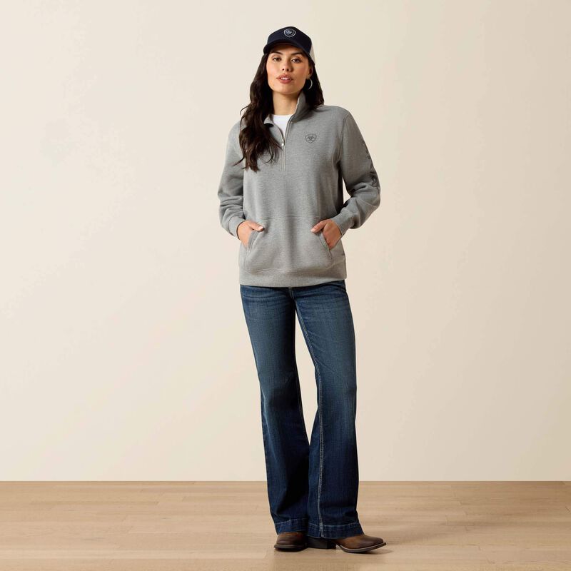 Women's Ariat 1/2 Zip Sweatshirt - Heather Grey
