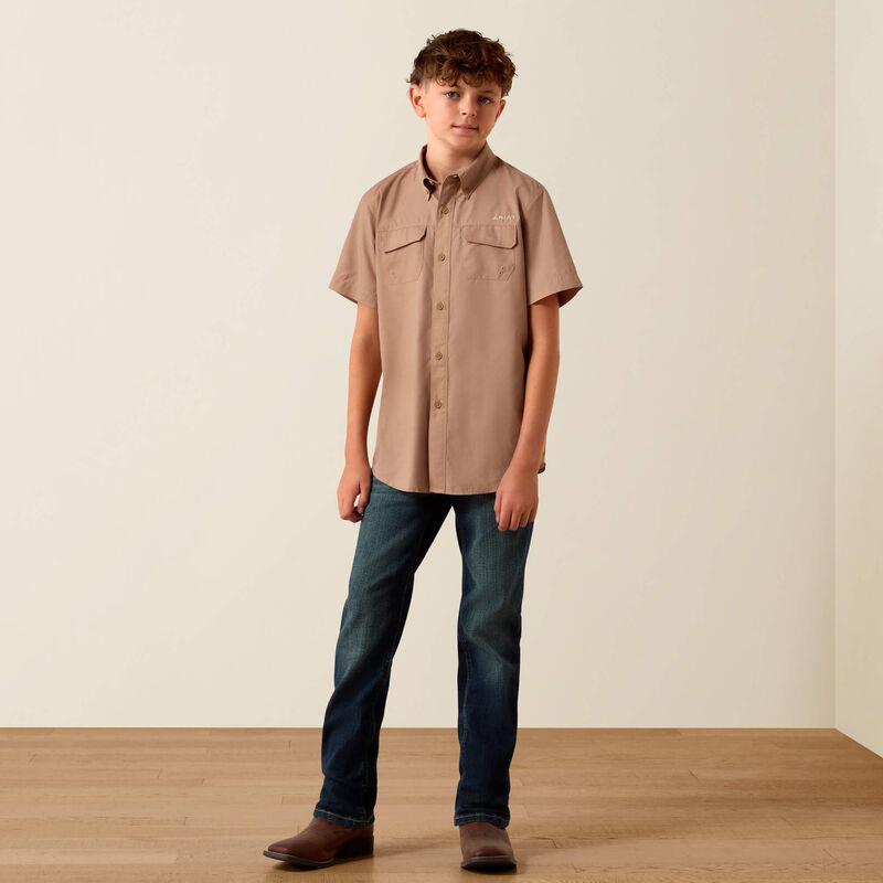 Boy's Ariat VentTEK Outbound Classic Fit Shirt - Khaki